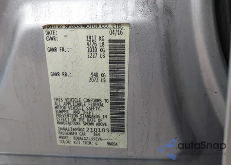 2016 Nissan Altima 2.5/2.5 S/2.5 Sl/2.5 Sr/2.5 Sv from USA, damaged, VIN 1N4AL3AP0GC210105